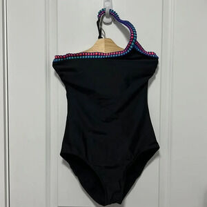 Seekers Australia | Women’s Black One-Shoulder Crochet One-Piece Swimsuit size 6